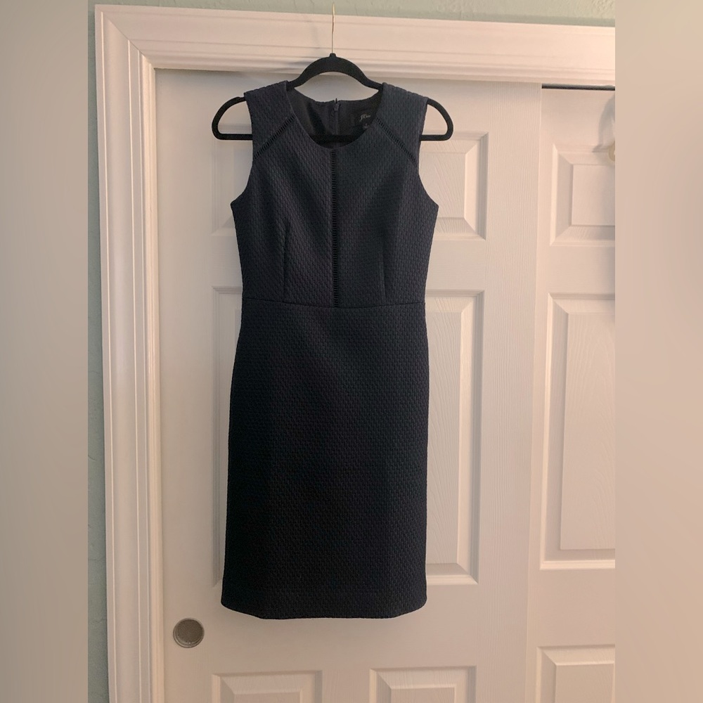 Like new classic J Crew Navy knee length dress.